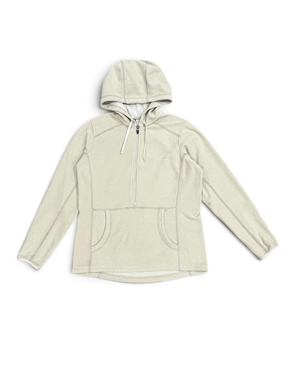 Duluth Trading Co Beige Brushed Waffle 1/2 Zip Hooded Pullover Size Small